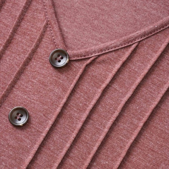 BloomChic Plus Size Solid Pleated Front Button Detail V Neck T-shirt - Picture 4 of 6